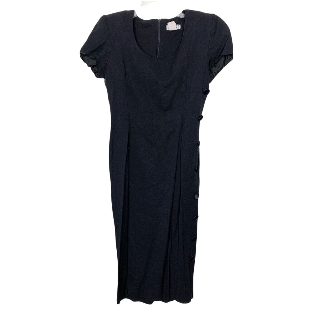 Vintage Taurus Union Made Button Detail Little Black Dress Size 8